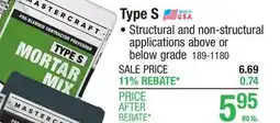 Menards Mortar Mix Type S - 80 lbs offer