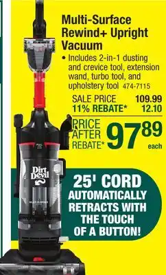 Menards Dirt Devil Multi-Surface Rewind+ Upright Vacuum offer