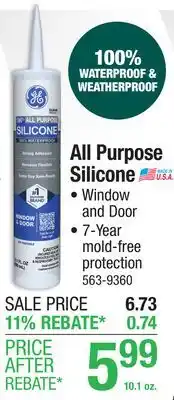 Menards GE All Purpose Clear Silicone Window & Door Sealant - 10.1 oz offer