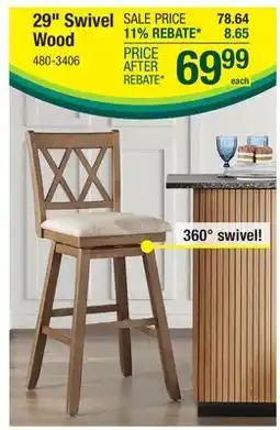 Menards Home 2 Office 29 XX Swivel Wood Bar Stool offer