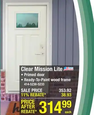 Menards Mastercraft 32W x 80H Primed Steel Mission Lite Prehung Exterior Door - Right Inswing offer