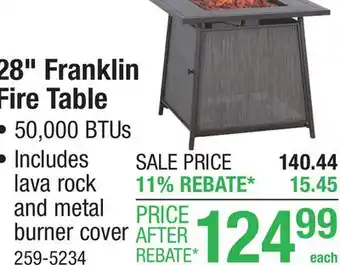 Menards Backyard Creations 28 Franklin Propane Gas Fire Pit Table offer