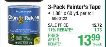 Menards Duck Clean Release 1.88 x 60 yd Multi-Surface Painter's Tape - 3 Pack offer