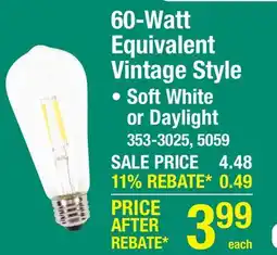 Menards Sylvania TruWave 60 Watt Equivalent Dimmable ST19 E26 Soft White LED Light Bulb offer