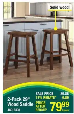 Menards Home 2 Office 29 Wood Saddle Barstool - 2 pack offer