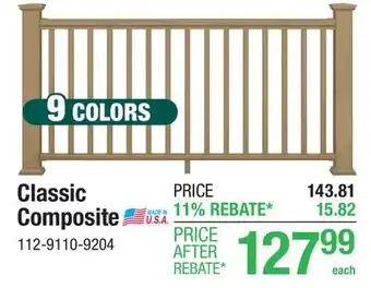 Menards UltraDeck Classic 36 x 6' Piano Composite Rail Kit offer