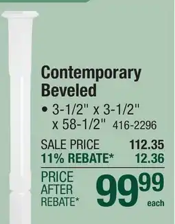 Menards Mastercraft Contemporary Brite White 3-1/2 x 3-1/2 x 58-1/2 Beveled Stair Full Newel offer