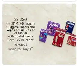 Walgreens Huggies Diapers and Wipes or Pull-Ups or rewards Goodnites offer