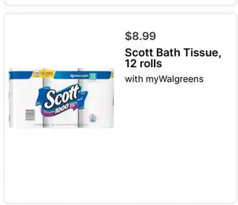 Walgreens Scott Bath Tissue offer