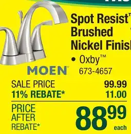 Menards Moen Oxby Two-Handle 4 Centerset Spot Resist Brushed Nickel Bathroom Sink Faucet offer