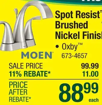 Menards Moen Oxby Two-Handle 4 Centerset Spot Resist Brushed Nickel Bathroom Sink Faucet offer