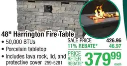 Menards Backyard Creations 50,000 BTU's Harrington Beach Fire Pit Table offer