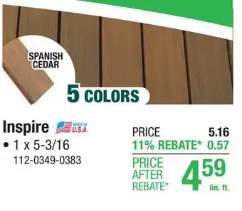 Menards UltraDeck Inspire 8' Tiger's Eye Low-Maintenance Composite Decking offer