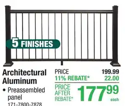 Menards Williams 36 x 6' Black Preassembled Powder-Coated Aluminum Railing Panel offer