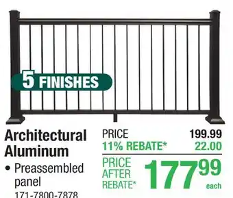 Menards Williams 36 x 6' Black Preassembled Powder-Coated Aluminum Railing Panel offer