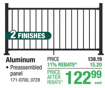 Menards Avant Railing 36 x 6' Black Sand Preassembled Aluminum Panel offer