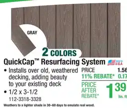 Menards UltraDeck QuickCap 8' Cedar Composite Deck Resurfacing System offer