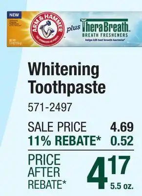 Menards Arm & Hammer Plus TheraBreath Breath Fresheners Invigorating Icy Mint Whitening Toothpaste - 5.5 oz offer