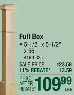 Menards Mastercraft Craftsman Unfinished Oak 5-1/2 x 5-1/2 x 56 Full Box Newel offer