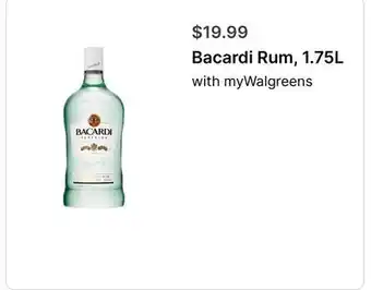 Walgreens Bacardi Rum, 1.75L offer