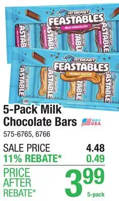 Menards Mr Beast Feastables Peanut Butter Milk Chocolate Bars - 5 Pack offer