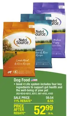 Menards NutriSource Adult Chicken & Rice Dry Dog Food - 26 lbs offer