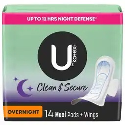 Walgreens Clean & Secure Overnight Maxi Pads with Wings Unscented offer