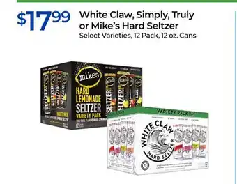 Rite Aid White Claw, Simply, Truly or Mike's Hard Seltzer offer