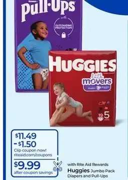 Rite Aid Huggies Jumbo Pack Diapers and Pull Ups offer