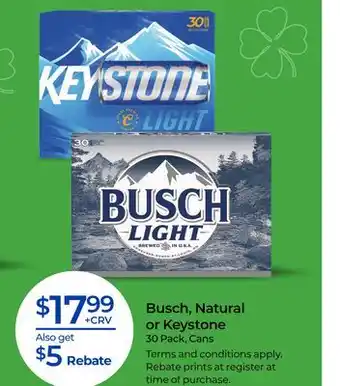 Rite Aid Busch, Natural or Keystone offer