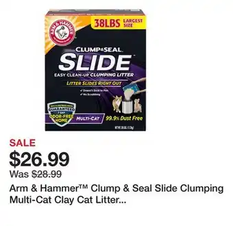 Petsmart Arm & Hammer Clump & Seal Slide Clumping Multi-Cat Clay Cat Litter - Low Dust offer