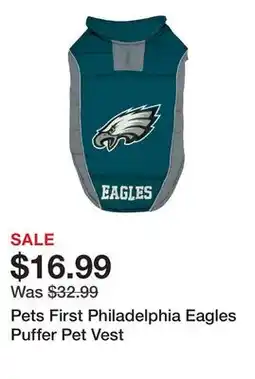 Petsmart Pets First Philadelphia Eagles Puffer Pet Vest offer