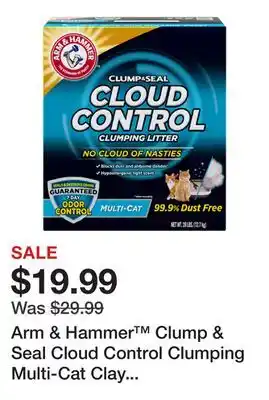 Petsmart Arm & Hammer Clump & Seal Cloud Control Clumping Multi-Cat Clay Cat Litter - Scented, Low Dus offer