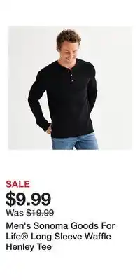 Kohl's Men's Sonoma Goods For Life Long Sleeve Waffle Henley Tee offer