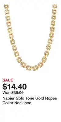 Kohl's Napier Gold Tone Gold Ropes Collar Necklace offer