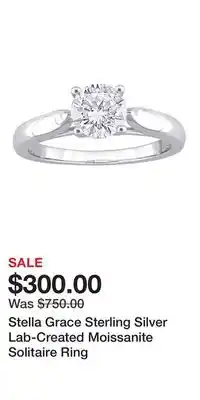 Kohl's Stella Grace Sterling Silver Lab-Created Moissanite Solitaire Ring offer