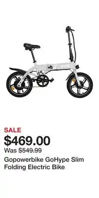 Kohl's Gopowerbike GoHype Slim Folding Electric Bike offer