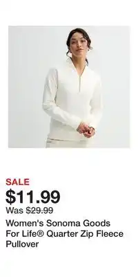 Kohl's Women's Sonoma Goods For Life Quarter Zip Fleece Pullover offer