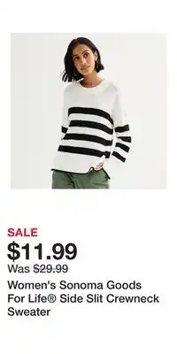 Kohl's Women's Sonoma Goods For Life Side Slit Crewneck Sweater offer