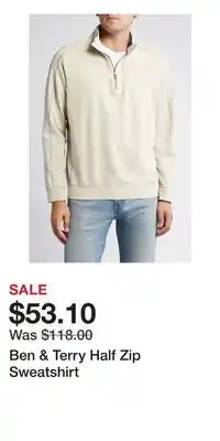 Nordstrom Ben & Terry Half Zip Sweatshirt offer