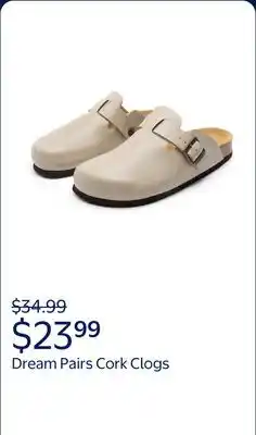 Walmart DREAM PAIRS Women's Buckle Slip-on Cork Clogs & Mules Round Toe Couple's for Women and Men Beige offer