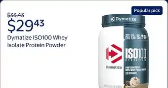 Walmart Dymatize ISO100 Hydrolyzed Whey Isolate Protein Powder, Cookies & Cream offer