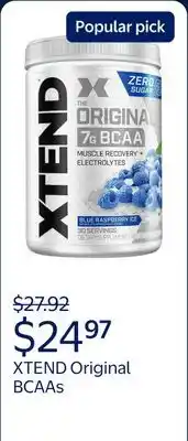 Walmart XTEND Original BCAAs |Blue Raspberry Ice | Hydration & Recovery offer