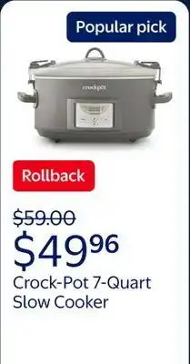 Walmart Crock-Pot Programmable 7-Quart Cook and Carry Slow Cooker offer