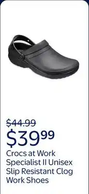 Walmart Crocs at Work Specialist II Unisex Slip Resistant Clog Work Shoes offer