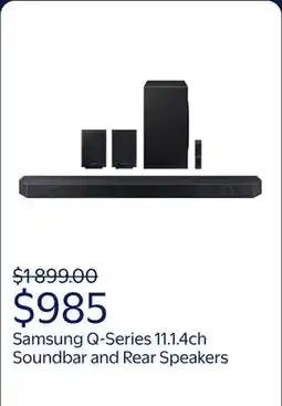 Walmart SAMSUNG Q-Series 11.1.4ch Wireless Dolby Atmos Soundbar + Rear Speakers w/ Q-Symphony HW-Q990C/ZA offer