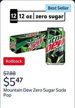 Walmart Mountain Dew Zero Sugar Citrus Soda Pop offer