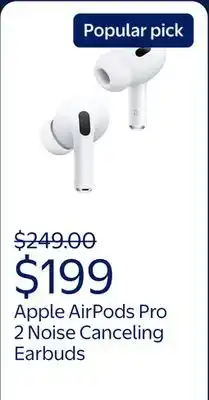 Walmart Apple AirPods Pro 2, Wireless Earbuds, Active Noise Cancellation, Hearing Aid Feature offer