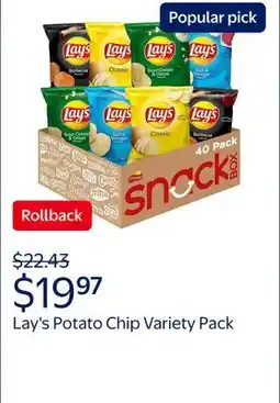 Walmart Lay's Potato Chip Variety Pack Snack Chips offer