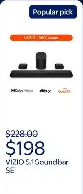 Walmart VIZIO 5.1 Soundbar SE with Dolby Atmos and DTS:X (NEW) SV510X-0806 offer